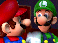 Mario smacks Luigi's cap off! Not nice.