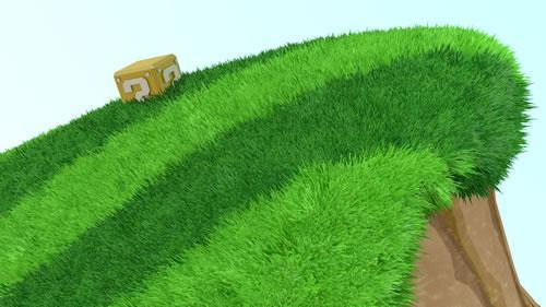 Final stage of grass render with question block
