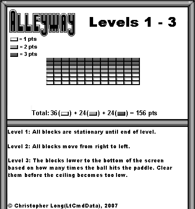 Alleyway Levels 1-3 layout and guide
