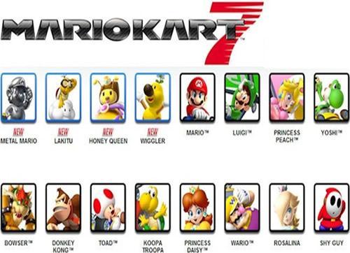 All the playable characters of Mario Kart 7 - some new faces and many familiar