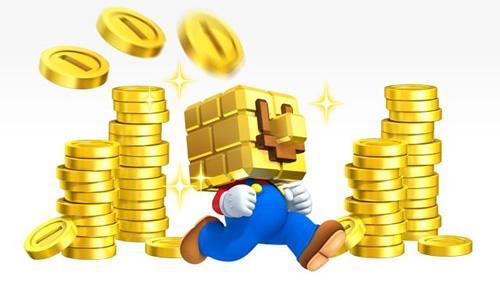 Mario with gold block head in New Super Mario Bros. 2