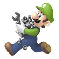 Luigi Holding Wrench and Other Tools