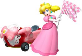Princess Peach next to the car