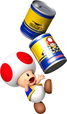 Toad carrying some stacked oil drums
