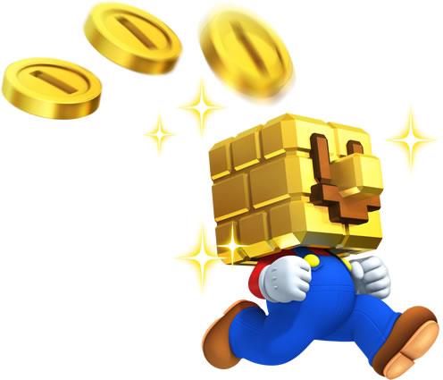Mario with a Gold Block on his head