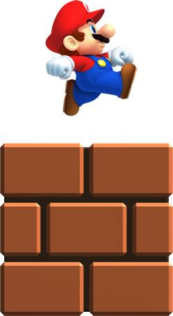 Mini Mario jumping over a lock