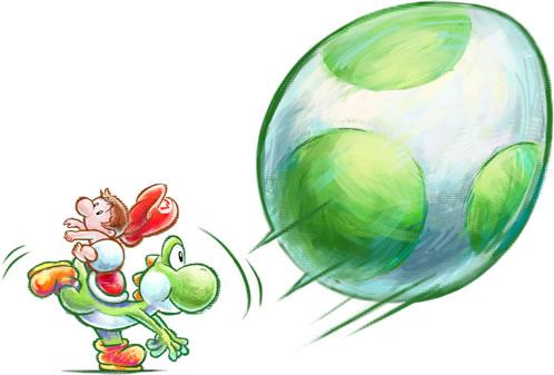Baby Mario and Yoshi throwing a Mega Eggdozer