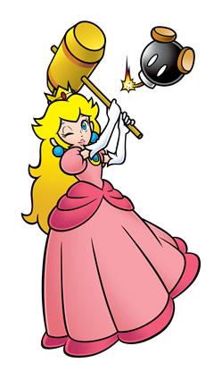 Princess Peach Punching Bob Omb With Hammer