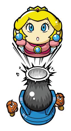 Peach fired from a cannon