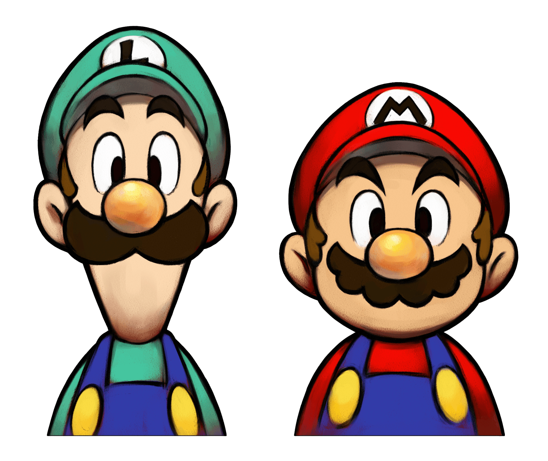 Luigi and Mario torso shot.