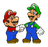 Mario and Luigi shaking hands