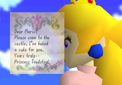 The letter that the Princess sent to Mario at the start of Super Mario 64