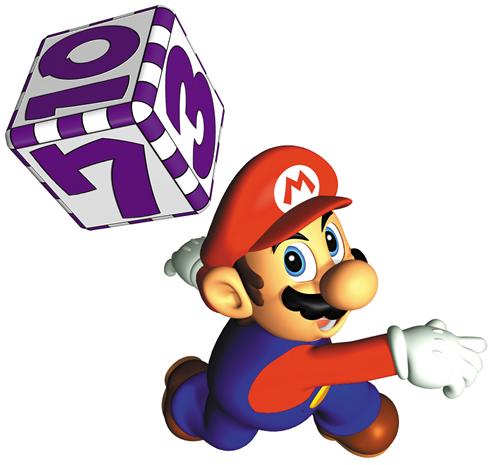 Mario hitting a Dice Block