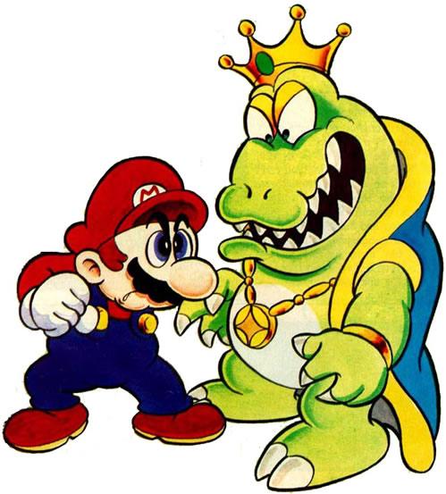 Mario and Wart about to have a fight in Super Mario Bros. 2