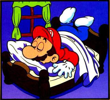 An image of Mario sleeping from Super Mario Bros. 2