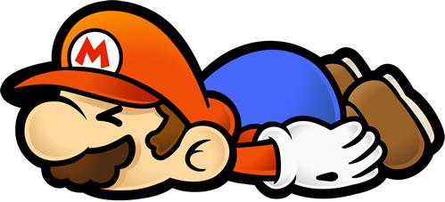 Mario lying  down after getting hurt