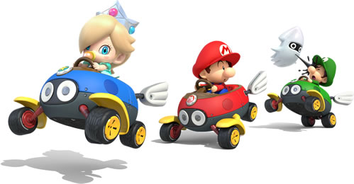 Baby Rosalina Baby Mario and Baby Luigi Driving Kart