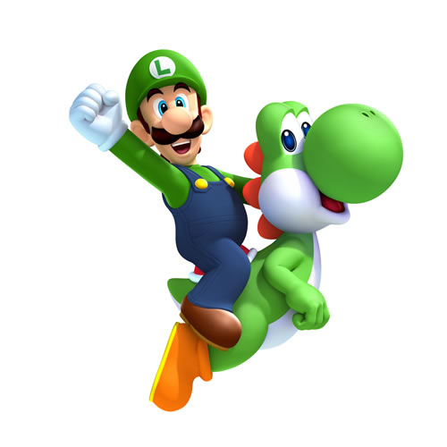 Luigi on Yoshi's back in New Super Luigi U
