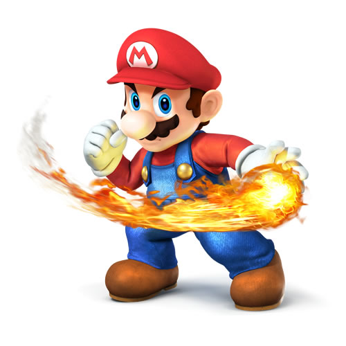 Mario with a fireball in Super Smash Bros