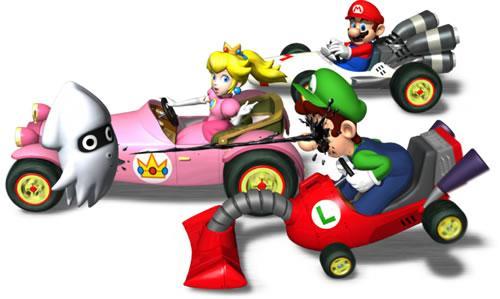 Peach and Mario watch on as Luigi falls foul of a Blooper attack