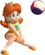 Daisy hitting a volley ball