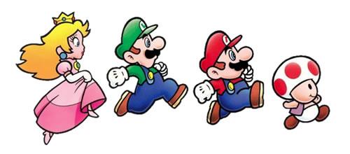 Mario, Luigi, Princess and Toad the cast of Super Mario Advance
