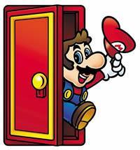 Mario coming out of a door from Super Mario Advance