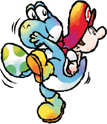 Sky Blue Yoshi throwing eggs