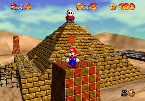 Mario on a Pyramid in Shifting Sand Land