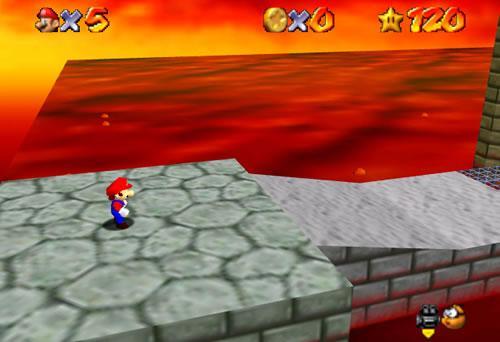 Mario in the midsts of the Fire Sea