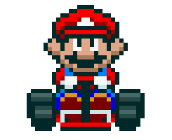 A gif of Mario from Super Mario Kart