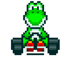 A gif of Yoshi from Super Mario Kart