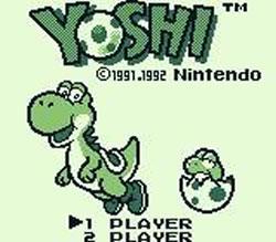 The title screen for the Game Boy version of  Yoshi