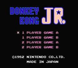 Donkey Kong Jr. title screen for NES