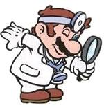 Dr. Mario with his magnifying glass