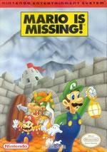 Mario is Missing Edutainment title on the NES box cover