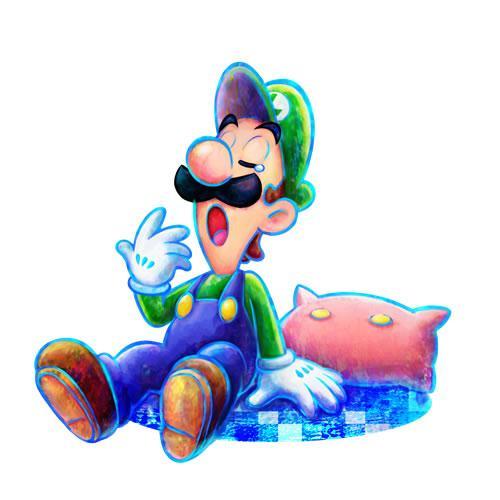 Luigi on his bed yawning in Mario & Luigi Dream Team