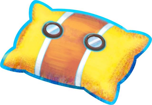 A yellow pillow from Mario & Luigi: Dream Team