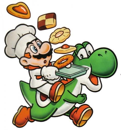 Mario and Yoshi baking cookies