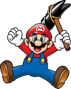 Mario wielding the crazy hammer
