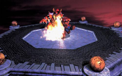 Bowser chargrilling Mario 4  in the Mario 64 artwork set