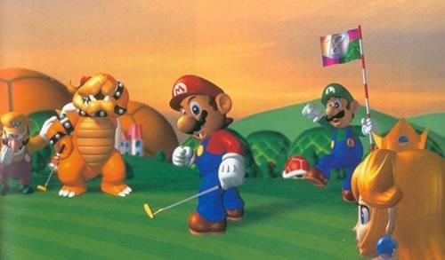 Mario Golf group art: Wario, Bowser, Mario, Luigi and Peach