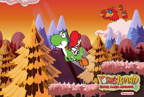 Yoshi and Baby Mario being chased by Toadies