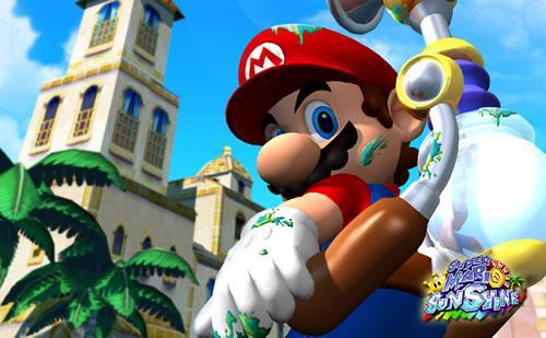 Mario and FLUDD in Super Mario Sunshine