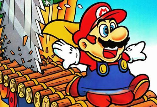 Mario crossing one of the bridges being chased by saws!