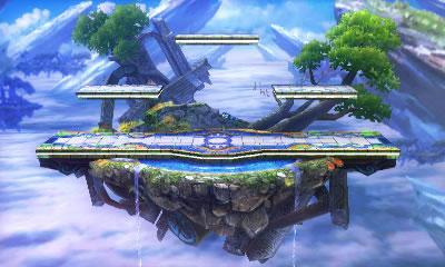 The Battlefield style stage from Super Smash Bros 3DS
