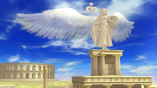 A kid Icarus styled stage in Super Smash Bros U and 3DS