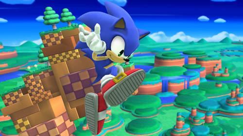A Stage from Sonic's Lost World (Windy Hill Zone) in Super Smash Bros U and 3DS