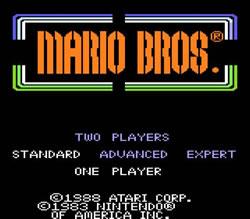 Mario Bros title screen from the Atari 7800